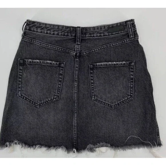 Abercrombie Fitch Womens Denim Mini Skirt Sz 4 27 Black Distressed A‎ Line Jean - Picture 2 of 7